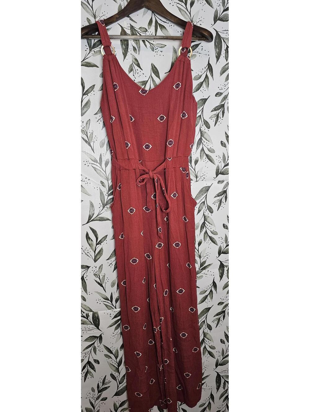 No Boundries Jumpsuit Burnt Red Womens Size Large